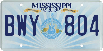 MS license plate BWY804