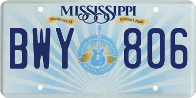 MS license plate BWY806