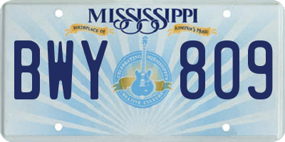 MS license plate BWY809