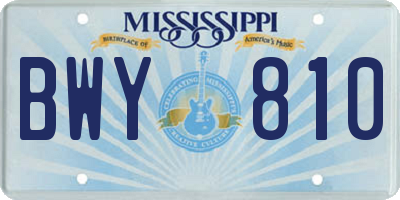 MS license plate BWY810