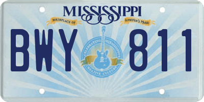 MS license plate BWY811