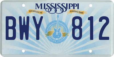 MS license plate BWY812