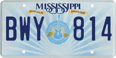 MS license plate BWY814