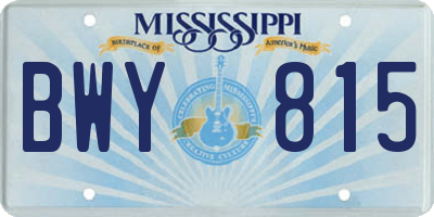 MS license plate BWY815