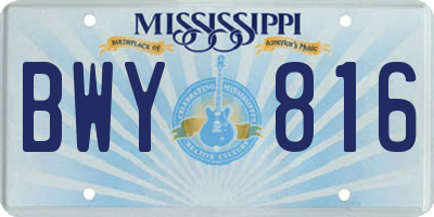 MS license plate BWY816