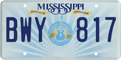 MS license plate BWY817