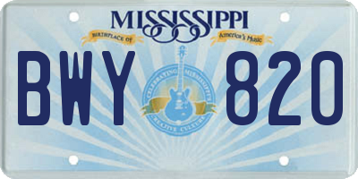 MS license plate BWY820