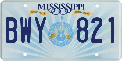 MS license plate BWY821
