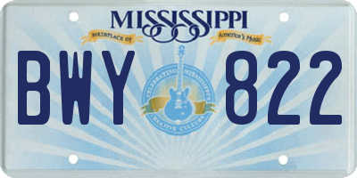 MS license plate BWY822
