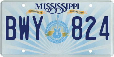 MS license plate BWY824