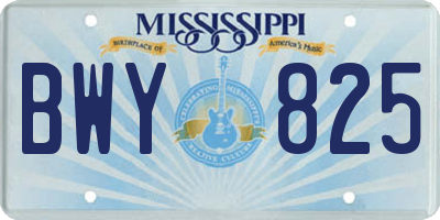 MS license plate BWY825