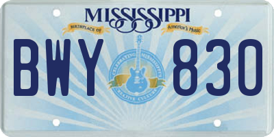 MS license plate BWY830