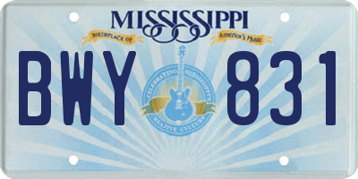 MS license plate BWY831