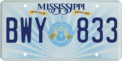 MS license plate BWY833