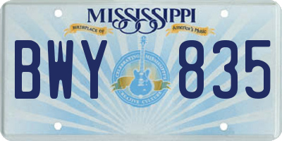MS license plate BWY835