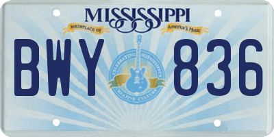 MS license plate BWY836