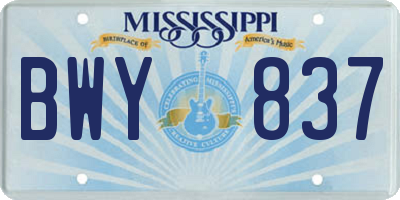 MS license plate BWY837