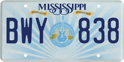 MS license plate BWY838