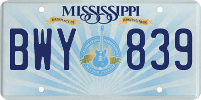 MS license plate BWY839