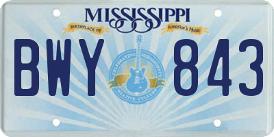 MS license plate BWY843