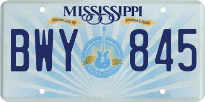 MS license plate BWY845