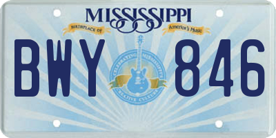 MS license plate BWY846