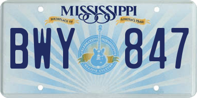 MS license plate BWY847