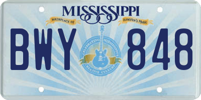 MS license plate BWY848