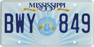 MS license plate BWY849