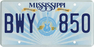 MS license plate BWY850