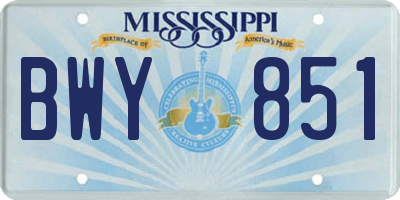 MS license plate BWY851