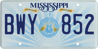 MS license plate BWY852
