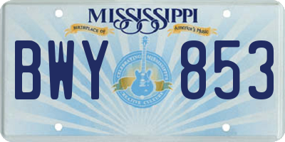 MS license plate BWY853