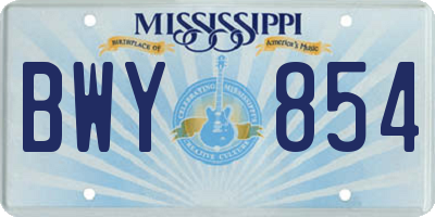 MS license plate BWY854