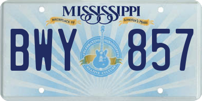MS license plate BWY857