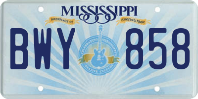 MS license plate BWY858