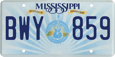 MS license plate BWY859