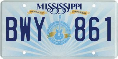 MS license plate BWY861