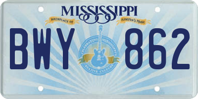 MS license plate BWY862