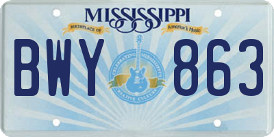MS license plate BWY863