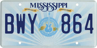 MS license plate BWY864