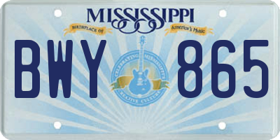 MS license plate BWY865