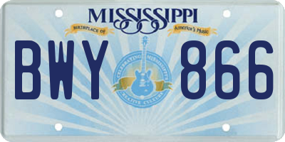 MS license plate BWY866