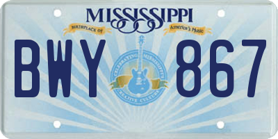 MS license plate BWY867