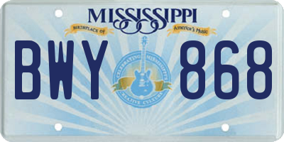 MS license plate BWY868