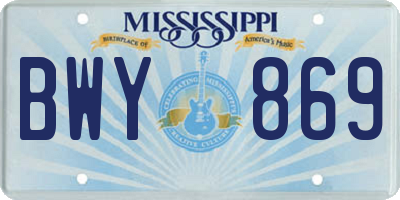 MS license plate BWY869