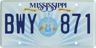 MS license plate BWY871