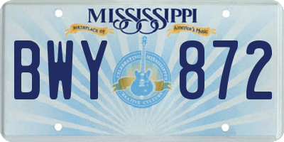MS license plate BWY872