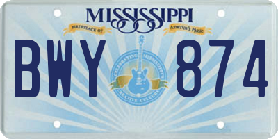 MS license plate BWY874
