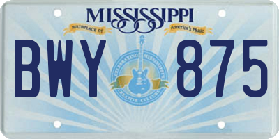 MS license plate BWY875